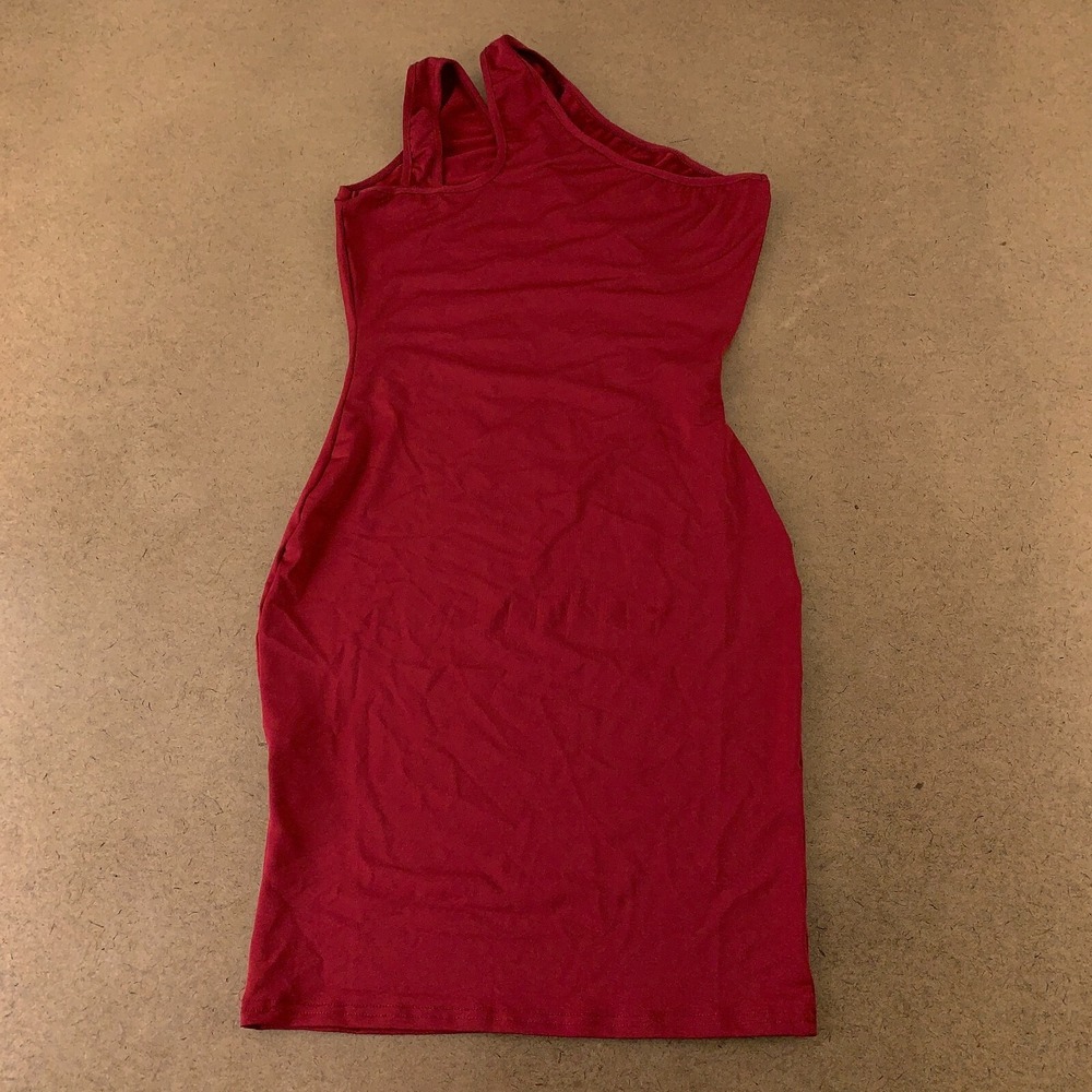 ECHOINE Women's Size Small Burgundy One Shoulder Cutout Bodycon Mini Dress NWT